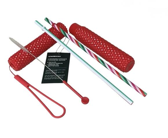 Starbucks Other - Starbucks 2024 Christmas 2 Reusable Straws Cleaning Brush And Travel Case